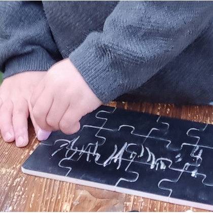 wooden puzzle blackboard, diorama blackboard puzzle